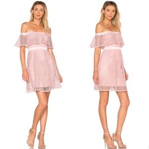 Bardot Pink Lace Off-Shoulder Mini Dress in Petal Women's Medium